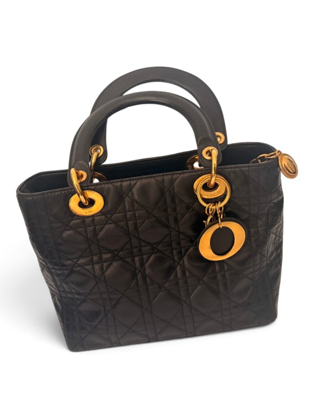Christian Dior Lady Dior Bag Cannage Quilt Lambskin Medium, Black